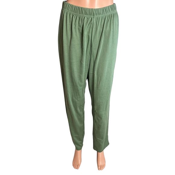 Woman Within Green Knit Pull On Pants New! Casual Comfortable Relax Soft 14/16 - Picture 1 of 4
